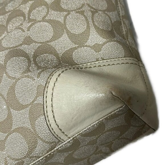 Auth COACH Heritage F14474 Beige Gray Beige Multi PVC Leather - Shoulder Bag - Picture 4 of 8
